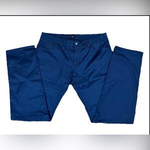 HUGO BOSS Stretch Trousers Men’s 36/32 Chino Zip Fly Pockets Blue Navy Cotton